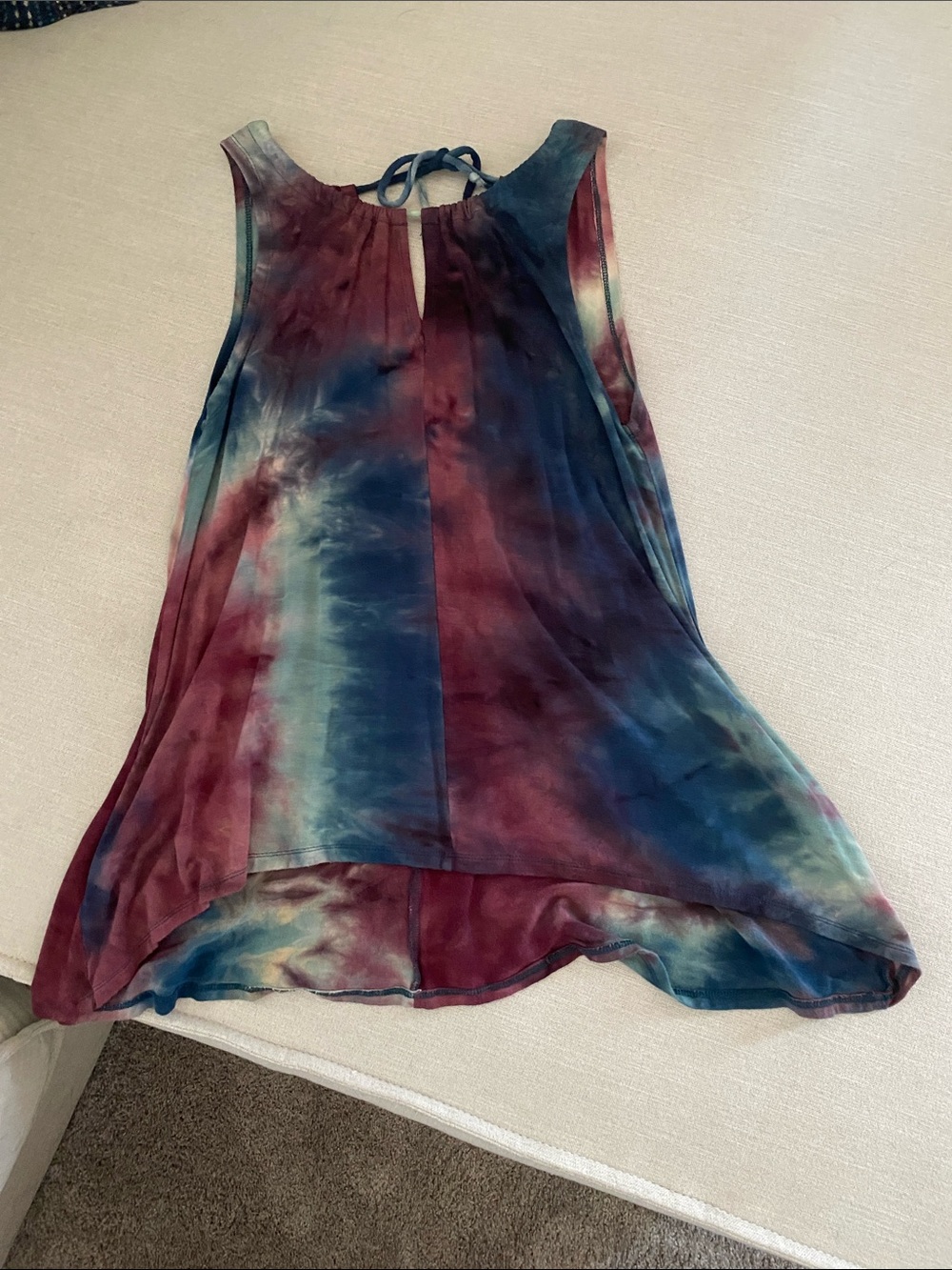 Sleeveless Tie-Dye Coverup Tank - Blue & Burgundy